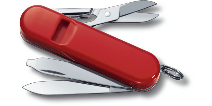 Нож брелок CLASSIC 58мм красный со свистком 0.6223.Y