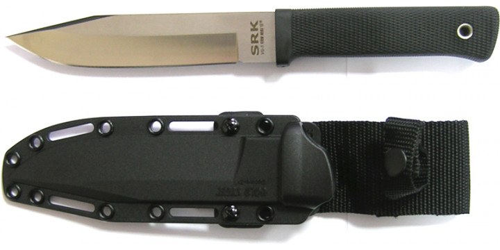Нож Cold Steel SRK San Mai III с фиксир.клинком VG-1 San Mai III, рукоять резинов., пластик.ножны 38CSMR